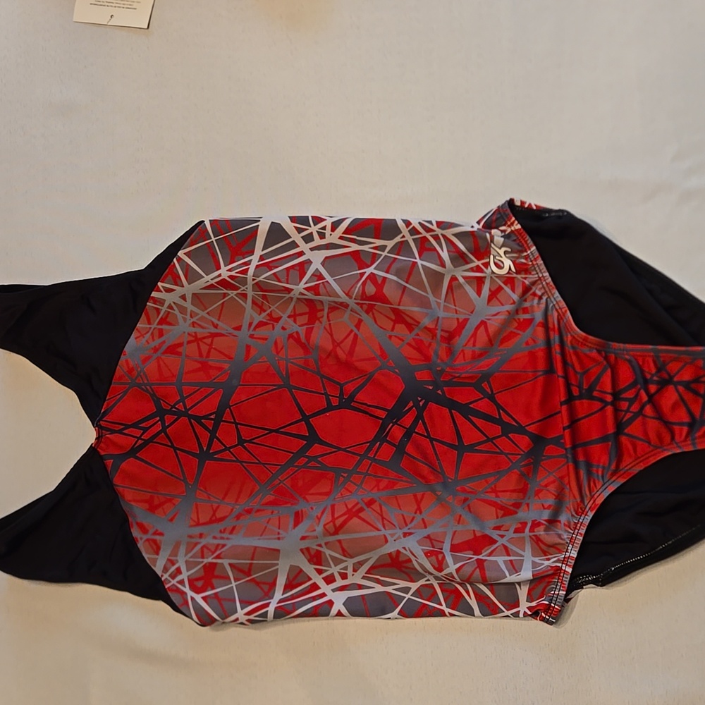 GK Gymnastics Leotard - Red, Grey and Black - Adult Large